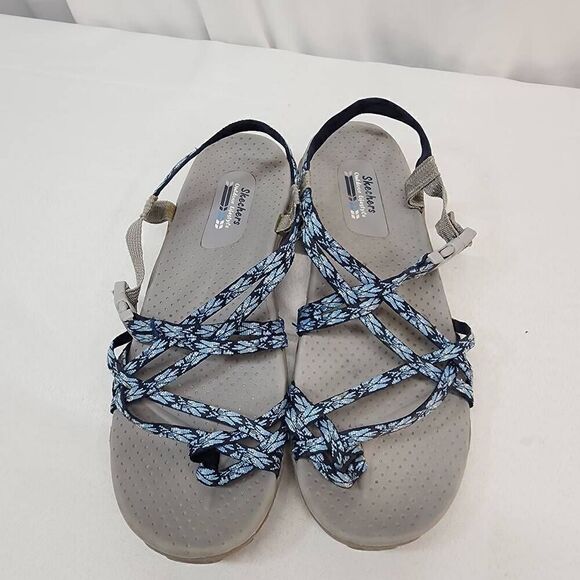 Skechers Size 11 Glitter Sporty Trail Women's Toe Loop Sandals Gray / Blue CC - Picture 6 of 7